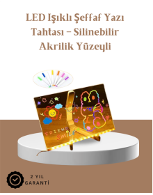 LED Aydınlatmalı Şeffaf Mesaj Tahtası – 30x20 cm, Neon Etkili Yazılar İçin Tasarlandı