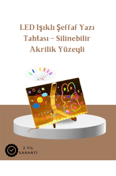 LED Aydınlatmalı Şeffaf Mesaj Tahtası – 30x20 cm, Neon Etkili Yazılar İçin Tasarlandı