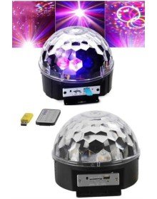 Led Işık Disko Topu Bluetooth Hoparlörlü USB Müzik Çalar Kumandalı