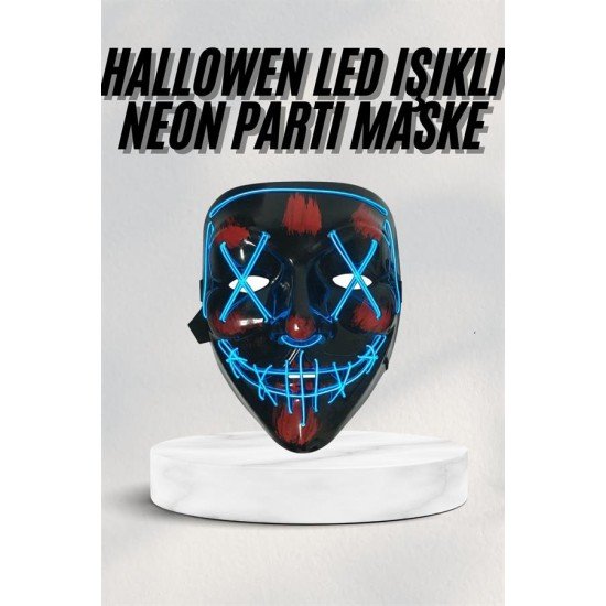 Led Işıklı Neon Maske Cadılar Bayramı Maskesi Korkunç Korku Maskesi Led Işıklı Neon Maske Cadılar Bayramı Maskesi Korkunç Korku Maskesi