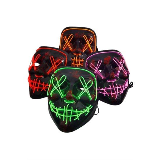 Led Işıklı Neon Maske Cadılar Bayramı Maskesi Korkunç Korku Maskesi Led Işıklı Neon Maske Cadılar Bayramı Maskesi Korkunç Korku Maskesi