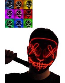 Led Işıklı Neon Maske Cadılar Bayramı Maskesi Korkunç Korku Maskesi