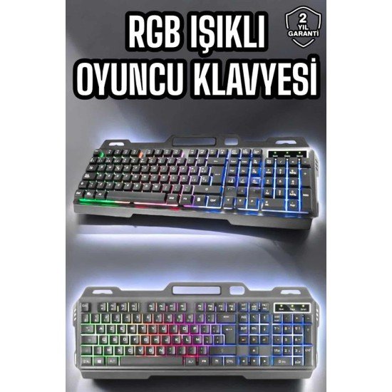 Led Işıklı Klavye Usb Girişli RGB Işıklı Q Klavye Mouse Hediyeli Led Işıklı Klavye Usb Girişli RGB Işıklı Q Klavye Mouse Hediyeli