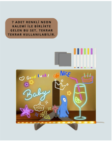 LED Aydınlatmalı Şeffaf Mesaj Tahtası – 30x20 cm, Neon Etkili Yazılar İçin Tasarlandı