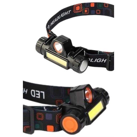 Ledli Şarjlı Kafa Lambası LED Şarjlı Su Geçirmez Kafa Feneri