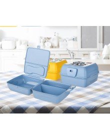 Luna 3 Bölmeli Çatal Bıçaklı Beslenme Kabı - Diyet Kabı - Çatal Kaşıklı