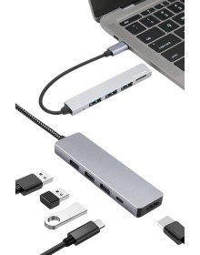 Macbook Pro/air Uyumlu USB Type-C 8 In 1 Hub Dönüştürücü Çevirici Çoklayıcı USB Hdmı Micro Sd 8 Girişli