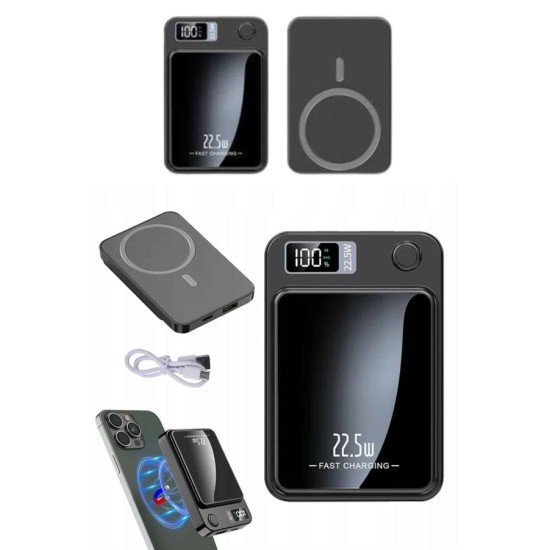 Magsafe Powerbank 10.000 mAh 22.5 Watt Hızlı Şarj Göstergeli Kablosuz Taşınabilir Şarj Magsafe Powerbank 10.000 mAh 22.5 Watt Hızlı Şarj Göstergeli Kablosuz Taşınabilir Şarj