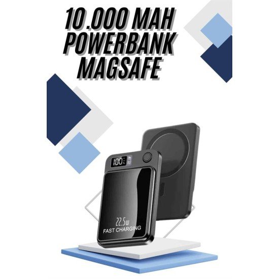 Magsafe Powerbank 10.000 mAh 22.5 Watt Hızlı Şarj Göstergeli Kablosuz Taşınabilir Şarj Magsafe Powerbank 10.000 mAh 22.5 Watt Hızlı Şarj Göstergeli Kablosuz Taşınabilir Şarj