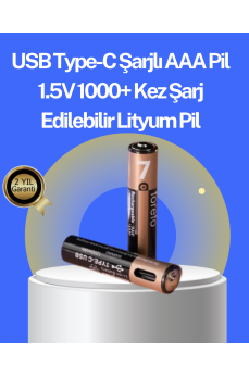 Hızlı Şarj Teknolojili USB Şarjlı AAA Pil – 40 Dakikada Tam Şarj