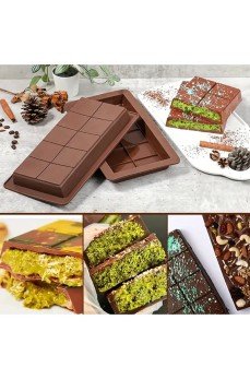 Meşhur Dubai Çikolatası Kalıbı Silikon - Büyük Tablet Çikolata Mum Kek Kalıbı Pasta Kalıbı