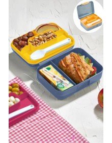 Meyve Suyu Bölmeli - Tabaklı Beslenme Kabı  Diyet Kabı -Çatal Bıçak Kaşık Dahildir