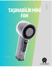 Mini El Fanı | 3000mAh Pil | Type-C Şarj Girişi | Kompakt ve Hafif Tasarım