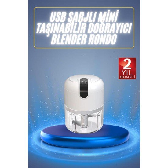 Mini El Rondosu Şarjlı Doğrayıcı Taşınabilir Rondo Blender 250 ML Mini El Rondosu Şarjlı Doğrayıcı Taşınabilir Rondo Blender 250 ML