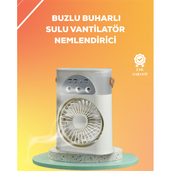 Mini Klima Fan | USB'li, 7 Renk Gece Işığı, 3'ü 1 Arada Fonksiyon