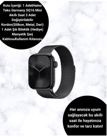 Mini Series 10 Akıllı Saat | 3 Kordon + Bileklik Hediyeli, Tüm Telefonlarla Uyumlu