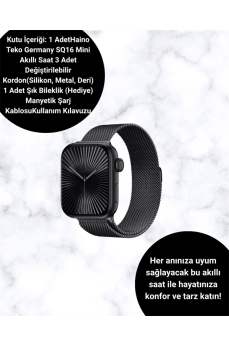 Mini Series 10 Akıllı Saat | 3 Kordon + Bileklik Hediyeli, Tüm Telefonlarla Uyumlu