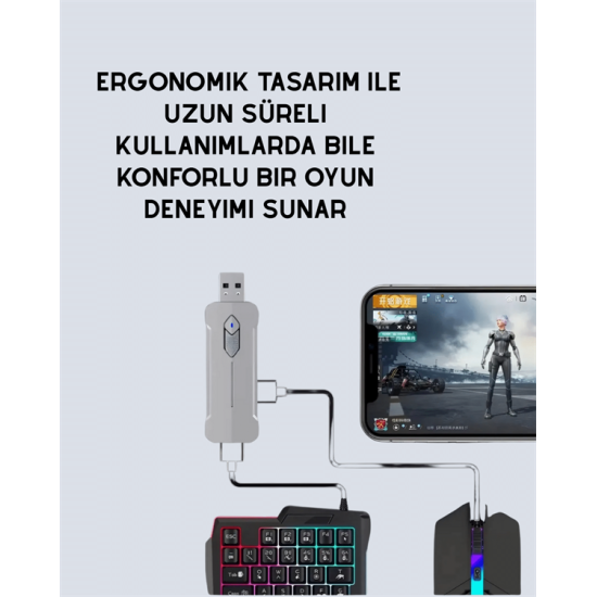Mobil Oyunlar için Klavye, Mouse ve Dönüştürücü Seti Mobil Oyunlar için Klavye, Mouse ve Dönüştürücü Seti