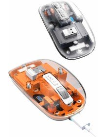 Mouse Fare Kablosuz Mouse Fare Şarjlı Bluetooth Sessiz 5 Tuşlu Şeffaf