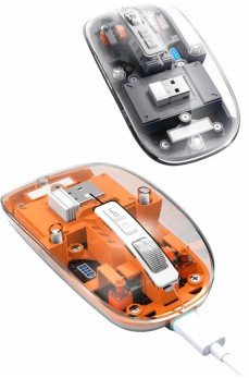 Mouse Fare Kablosuz Mouse Fare Şarjlı Bluetooth Sessiz 5 Tuşlu Şeffaf