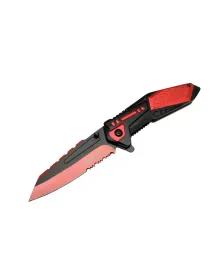 Mtech 4173 Kırmızı Kamp Çakı 21cm - Yarı Otomatik, Kemerlikli, Testere Detaylı