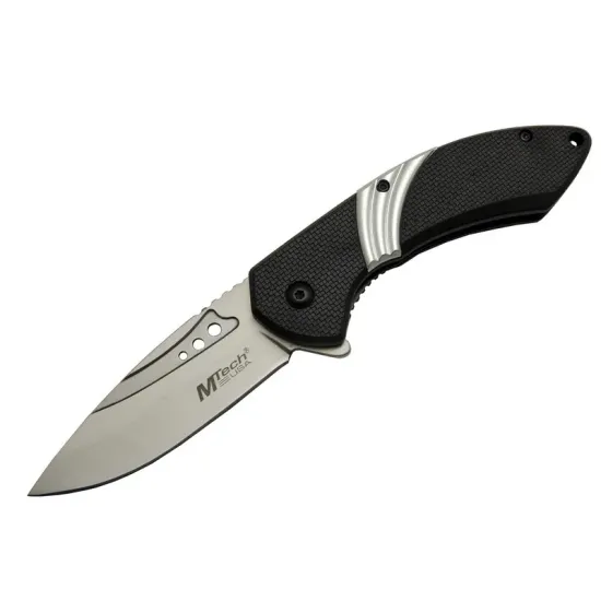 Mtech 4214 Beyaz Kamp Çakı 20cm- Yarı Otomatik, Kemerlikli, Oluklu