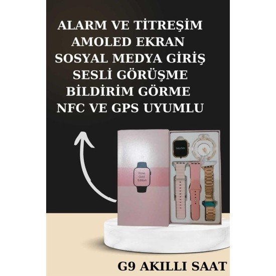 Nabız Ölçer Hediye Bileklikli Akıllı Saat ve Dijital Göstergeli Bluetooth Kulaklık Çoklu Şarj Girişi