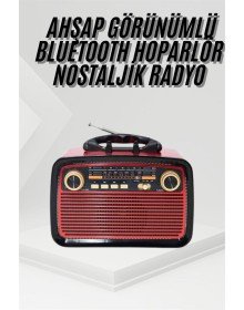 Nostalji Radyo Bluetooth Hoparlör USB-SD Kart Giriş Led Fener Işıklı Bataryalı Pilli