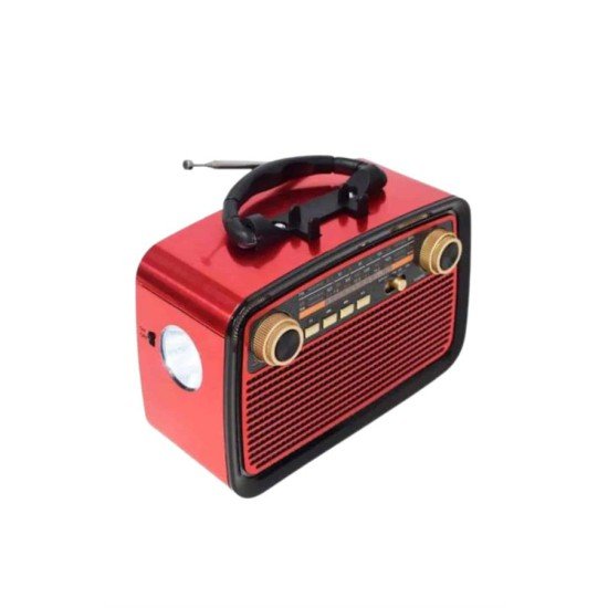 Nostaljik Görünümlü Ahşap Radyo TF SD USB Girişli Led Fener Işıklı