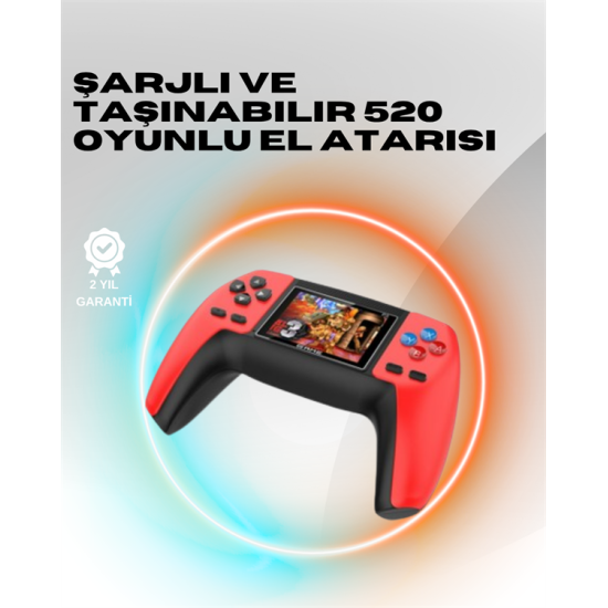 P5 Mini Retro Oyun Konsolu – Tak-Çalıştır, 520 Hazır Oyun, Portatif Kullanım
