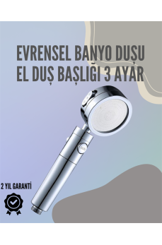 Paslanmaz Çelik Çok Fonksiyonlu El Duş Başlığı – 3 Modlu Püskürtme Seçeneği