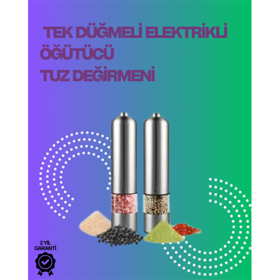 Paslanmaz Çelik Otomatik Baharat Öğütücü Pille Çalışan Tek Tuşlu Kullanım Paslanmaz Çelik Otomatik Baharat Öğütücü Pille Çalışan Tek Tuşlu Kullanım