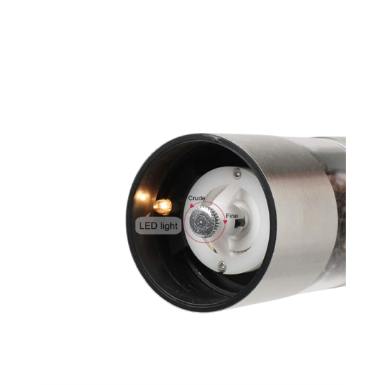 Paslanmaz Çelik Otomatik Baharat Öğütücü Pille Çalışan Tek Tuşlu Kullanım Paslanmaz Çelik Otomatik Baharat Öğütücü Pille Çalışan Tek Tuşlu Kullanım