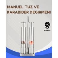 Paslanmaz Çelik Tuz ve Kararbiber Öğütücü - Şeffaf Akrilik Hazne