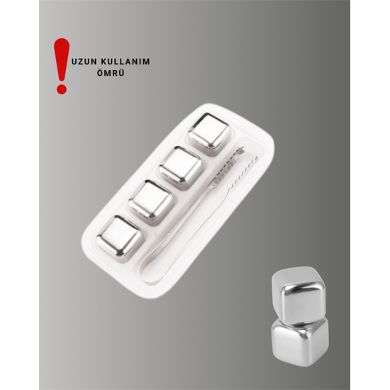Yeniden Kullanılabilir 304 Çelik Metal Buz Küpleri 4'lü Set Yeniden Kullanılabilir 304 Çelik Metal Buz Küpleri 4'lü Set