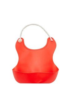 Pelikan Silikon Mama Önlüğü / Silikon Hazneli Bebek Mama Önlüğü - Kırmızı