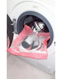 Pembe Fermuarlı - Hassas Çamaşır Terlik  Ayakkabı Yıkama Filesi Büyük Boy