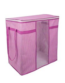 Pencereli Saklama Hurcu - Pembe Beyaz Çizgili