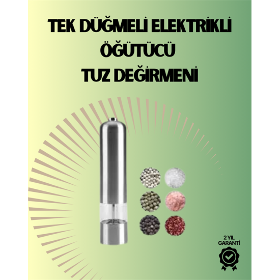 Pilli Otomatik Baharat Değirmeni Gıda Sınıfı Çelik Sessiz Öğütücü Alet