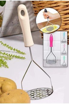 Plastik Saplı Delikli Metal Paslanmaz Patates Muz Yumurta Ezici Püre Yapıcı