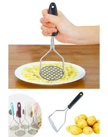 Plastik Saplı Delikli Metal Paslanmaz Patates Muz Yumurta Ezici Püre Yapıcı