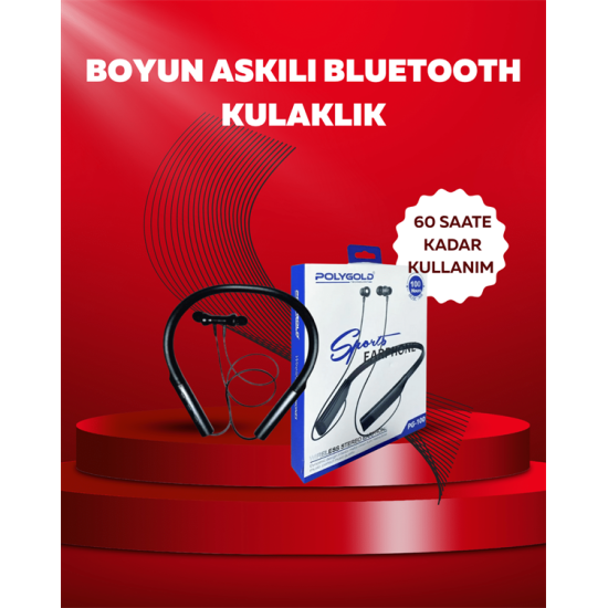 Polygold PG-100 Bluetooth 5.0 Boyun Bantlı Kulaklık – 50 Saat Konuşma Süresi, Type-C Şarj