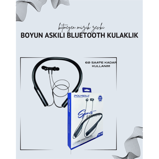 Polygold PG-100 Boyun Askılı Kablosuz Kulaklık – 200 Saat Bekleme Süresi, Stereo Ses, Mikrofonlu Polygold PG-100 Boyun Askılı Kablosuz Kulaklık – 200 Saat Bekleme Süresi, Stereo Ses, Mikrofonlu
