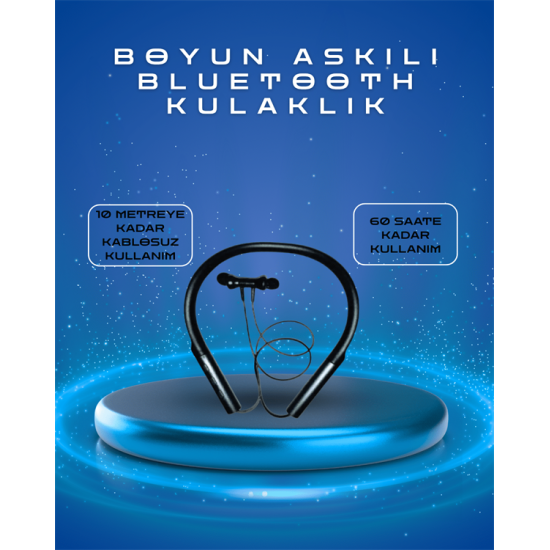 Polygold PG-100 Type-C Şarjlı Bluetooth Kulaklık – Boyun Askılı, Uzun Pil Ömürlü, Mikrofonlu