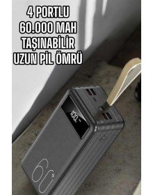 Powerbank 60.000 MAH Dijital Göstergeli 4 Portlu Taşınabilir