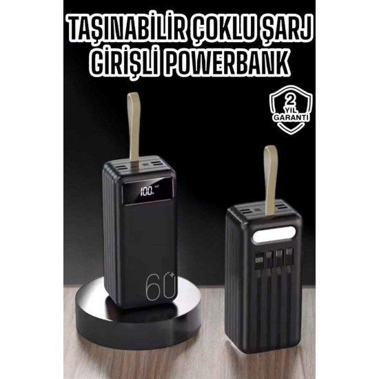 Powerbank 60.000 MAH 4 Portlu Uzun Şarj Süreli Dijital Göstergeli Powerbank 60.000 MAH 4 Portlu Uzun Şarj Süreli Dijital Göstergeli