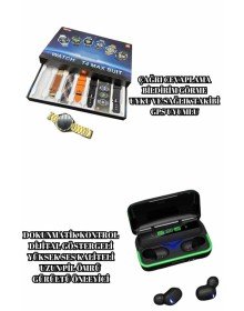 Powerbank Bluetooth Kulaklık Ve Akıllı Saat 7 Kordonlu Metal Kordon Plastik Kordon