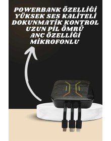 Powerbank Kulaklık ve 7 Kordonlu Akıllı Saat Çoklu Şarj Girişi Bluetooth Bağlantılı