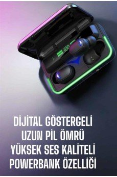 Powerbank Özellikli Kablosuz Bluetooth Kulaklık RGB Işıklı Powerbank Özellikli Kablosuz Bluetooth Kulaklık RGB Işıklı