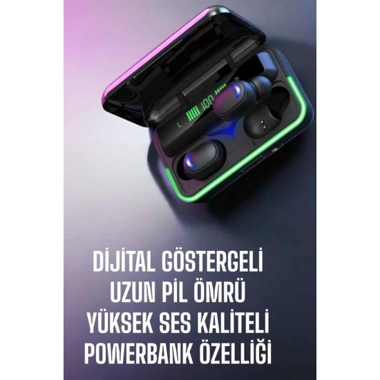 Powerbank Özellikli Kablosuz Bluetooth Kulaklık RGB Işıklı